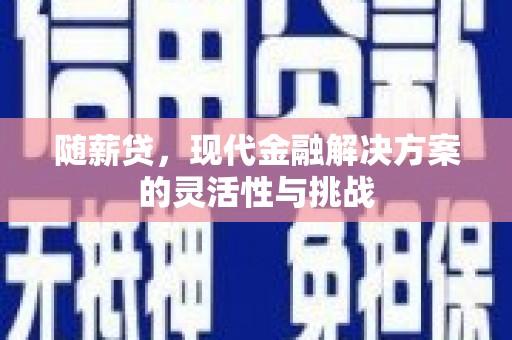 滴道随薪贷，现代金融解决方案的灵活性与挑战